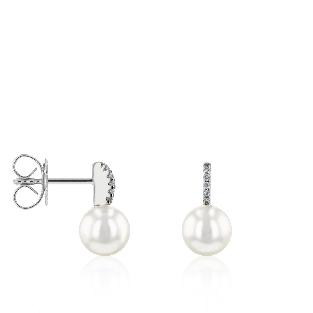 Ohrstecker Süßwasser-Zuchtperle und Brillanten