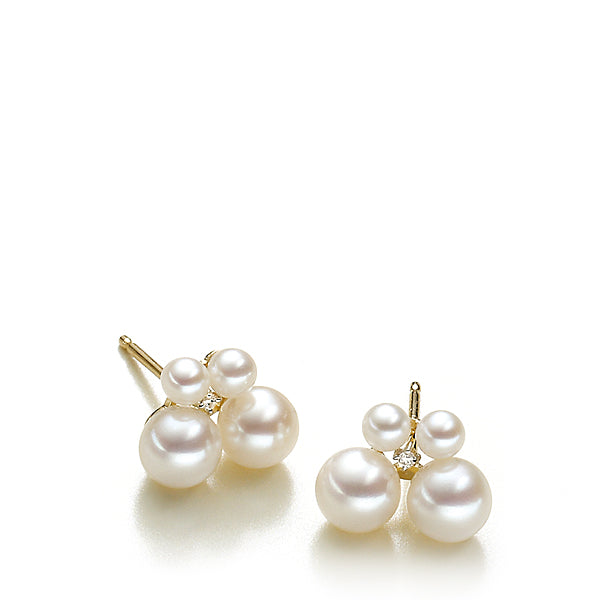 Ohrstecker Süßwasser-Zuchtperlen und Brillanten